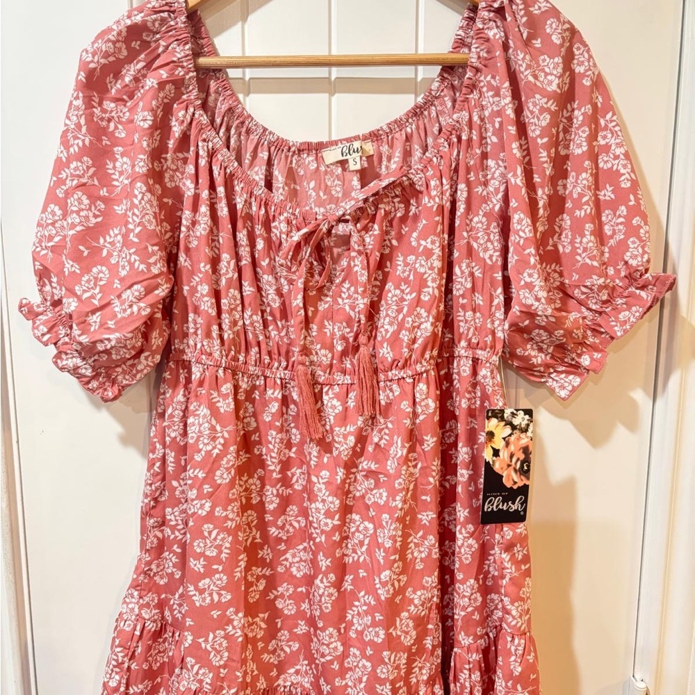 Hint of Blush Dress  Small Mini Boho Cottagecore Coquette Spring Summer Dainty